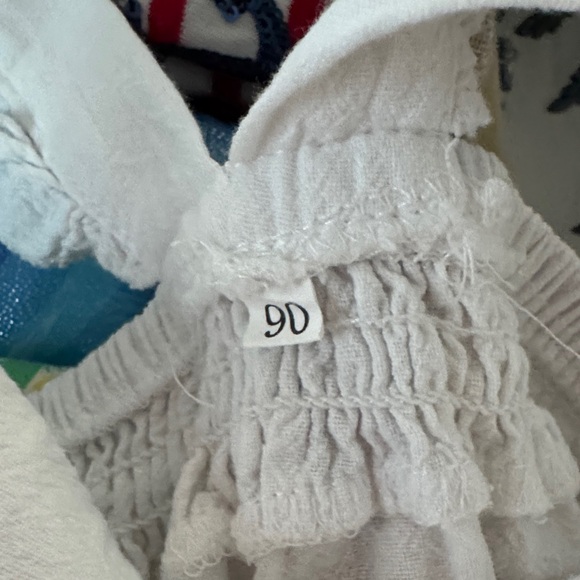 Charming White and Blue Tiered Kids Dress - Picture 4 of 4